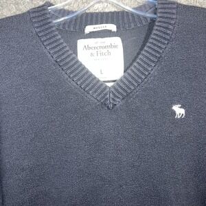 Abercrombie & Fitch Sweater Men's Sz L Blue Cashmere Blend Muscle V Neck Grandpa